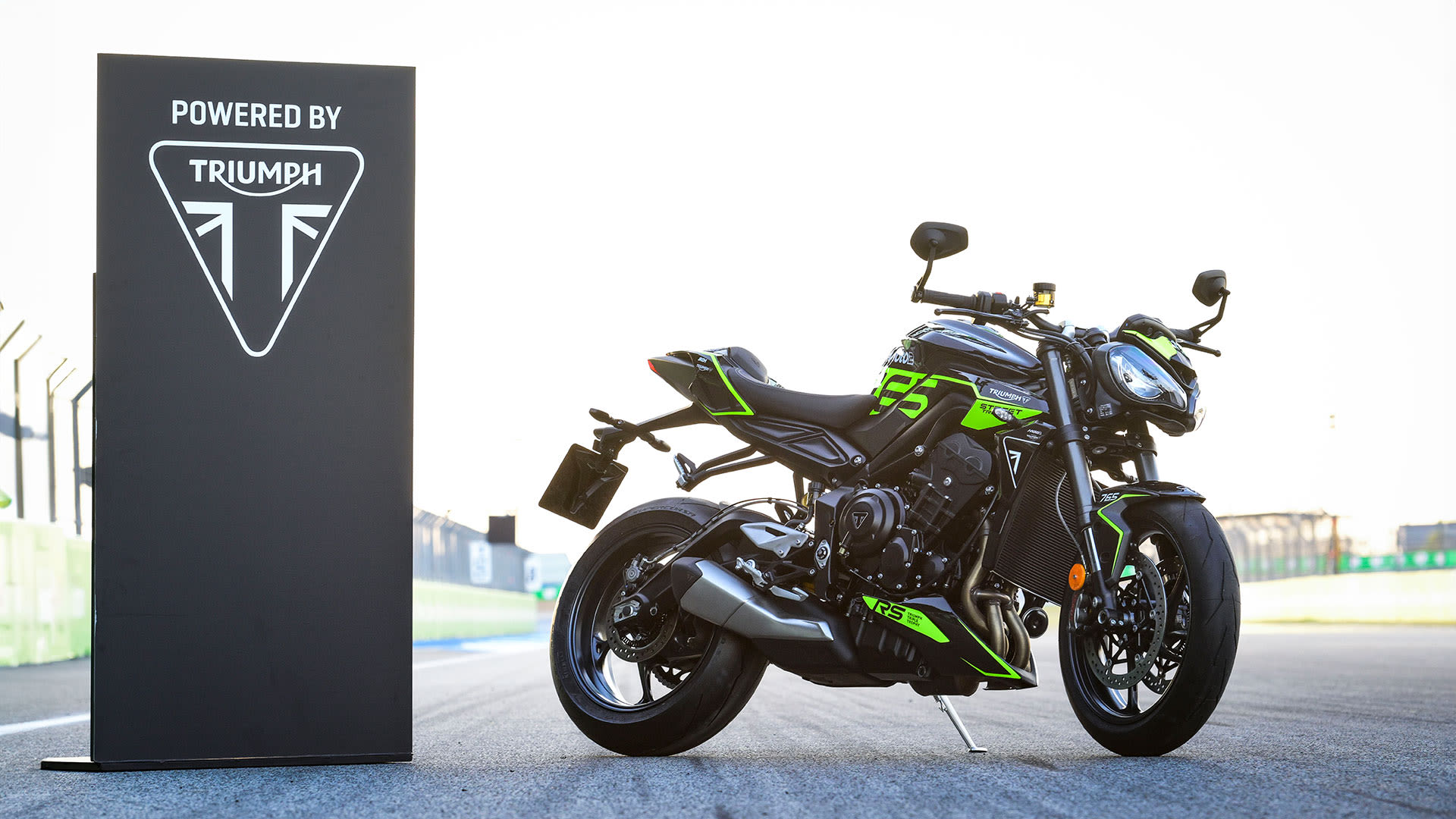 Triumph Triple Trophy Street Triple 765 RS parked on track